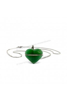 Difusor Pedra Coração Quartzo Verde Aço Inox