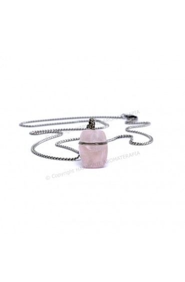 Difusor Pedra Quadrado Quartzo Rosa Aço Inox