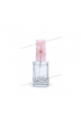 Vidro spray 10ml - Transparente quadrado com Válvula rosa