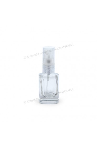 Vidro spray 10ml - Transparente quadrado com Válvula transparente