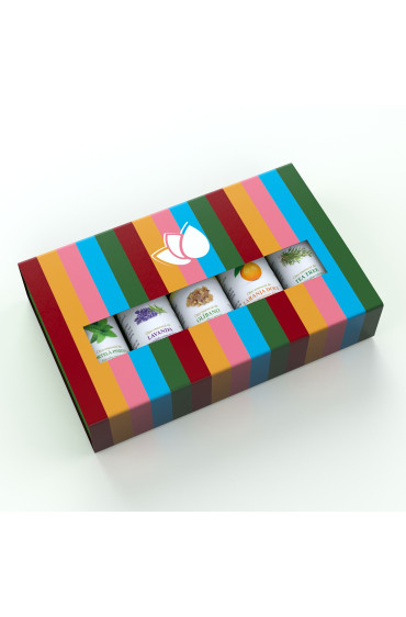 Kit presente: Hortelã-Pimenta, Laranja Doce, Lavanda, Olíbano, Tea Tree