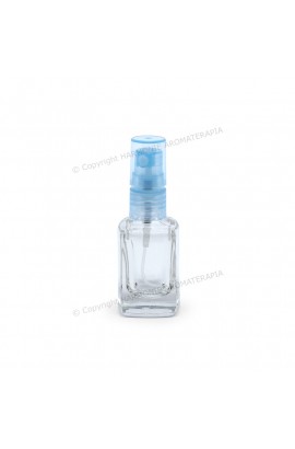 Vidro spray 10ml - Transparente Quadrado com Valv. Azul